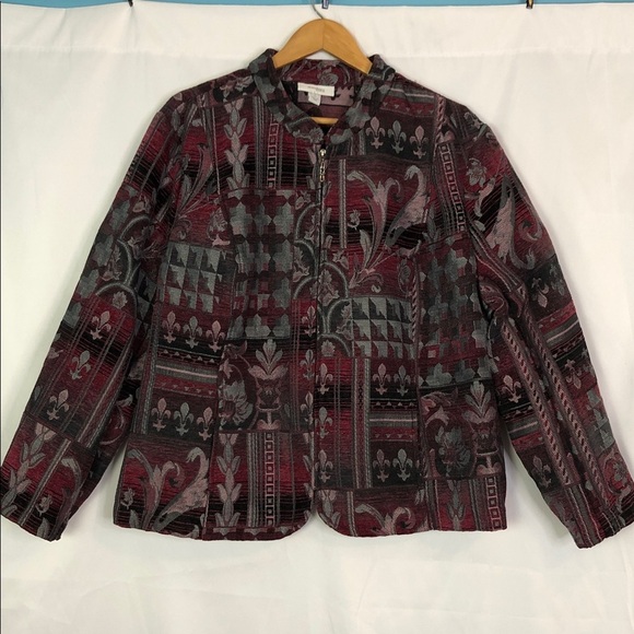 dressbarn Jackets & Blazers - Dressbarn Floral Tapestry Jacket in Burgundy and Black Size 3X